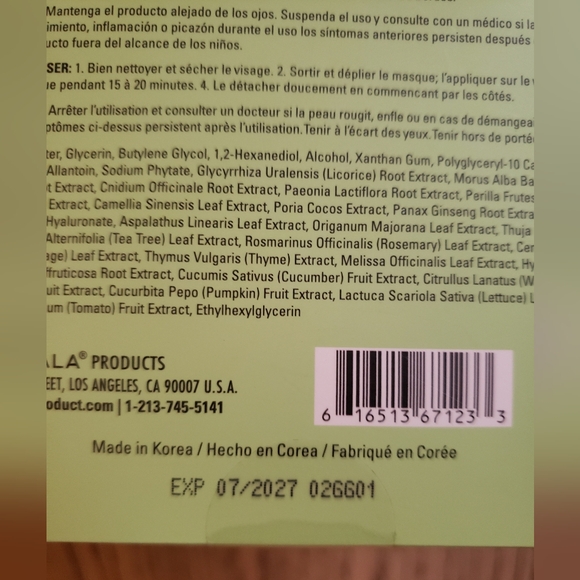 CALA REFRESHING ESSENCE FACE MASK + CUCUMBER Korean Beauty Skincare - 10 Sheets - Picture 9 of 9